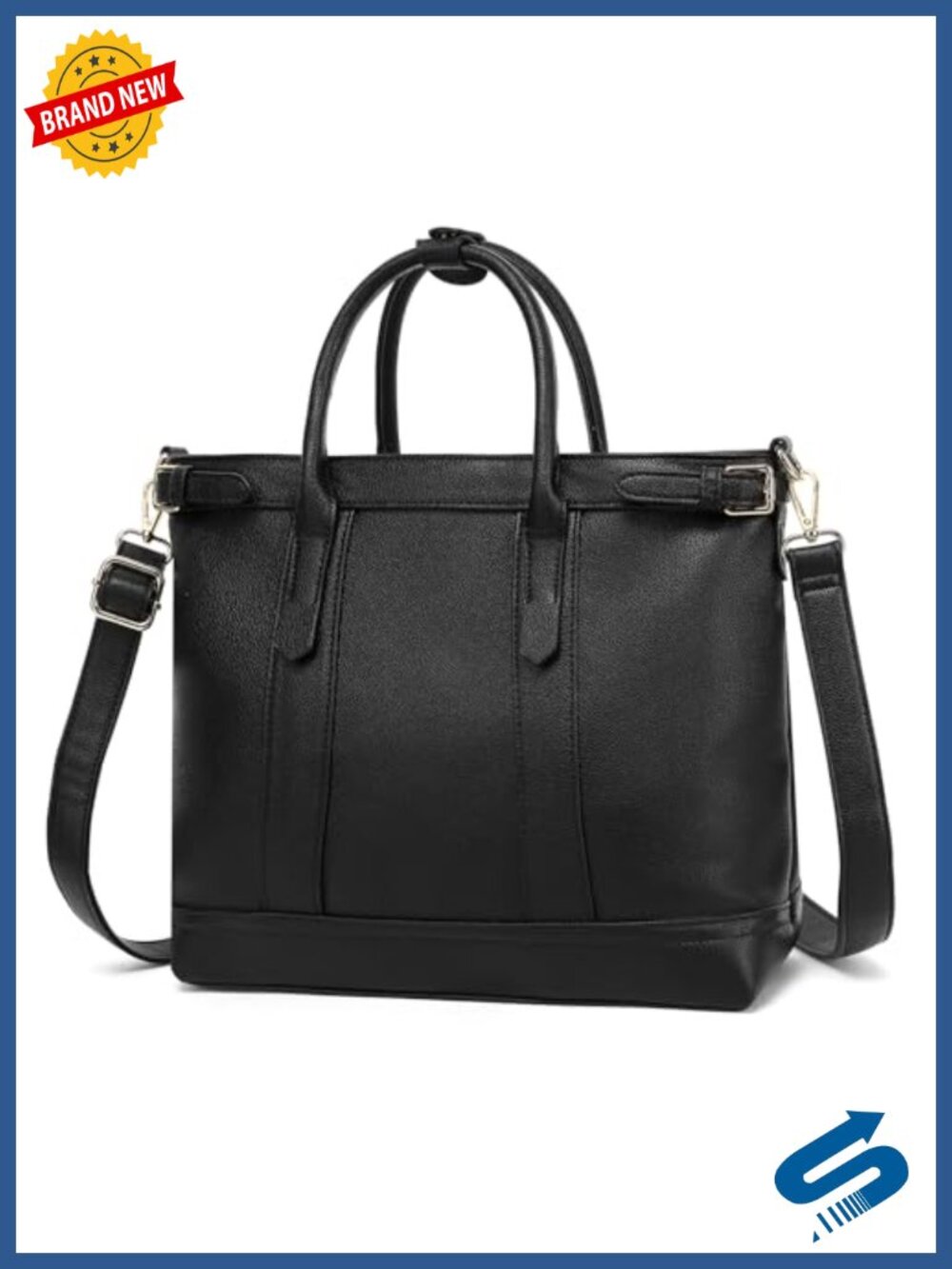 Vegan Leather Tote Handbag with Zipper Pockets Adjustable Strap for Work Travel